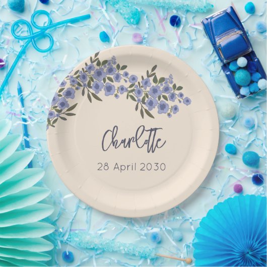 Maagdenpalm Bloemige Bloesems Moderne Aangepaste N Papieren Bordje (Feest)