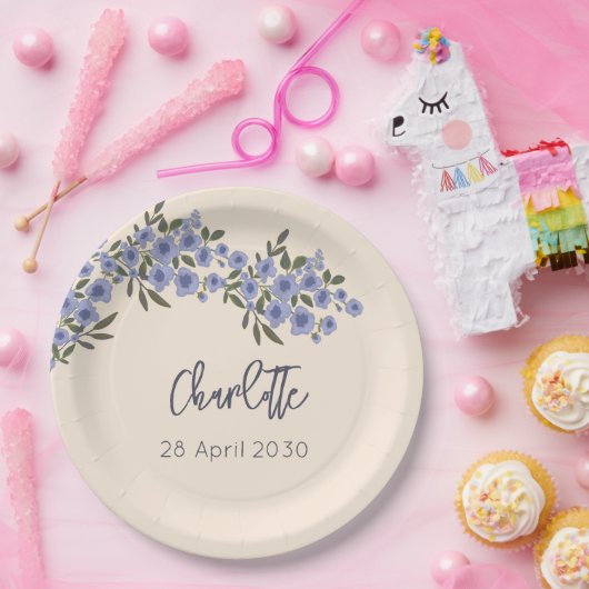 Maagdenpalm Bloemige Bloesems Moderne Aangepaste N Papieren Bordje (Feest)