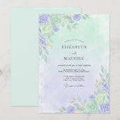 Maagdenpalm Celadon Blad Bruiloft Kaart (Voorkant / Achterkant)