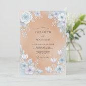 Maagdenpalm Champagnetint Waterverf Bruiloft Kaart (Staand voorkant)