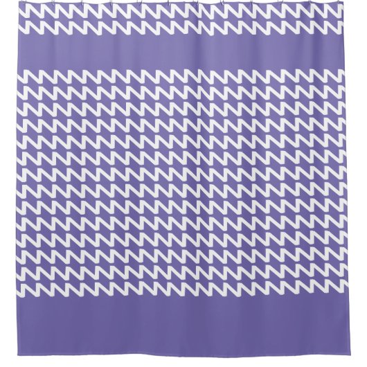 Maagdenpalm en wit Moderne Scherpe Golven Douchegordijn (Voorkant)