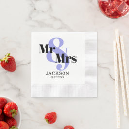 Maagdenpalm en Zwarte Mr. & Mrs. Trouwen Servet