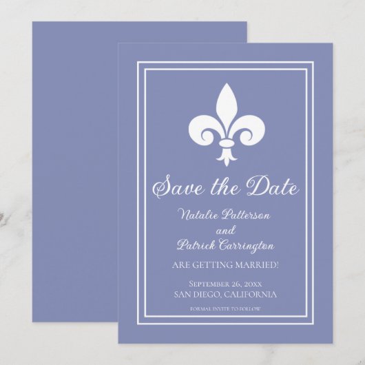 Maagdenpalm Fleur de Lis Save the Date Uitnodiging (Voorkant / Achterkant)
