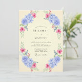 Maagdenpalm Fuchsia Hortensia Eucalyptus Bruiloft Kaart (Staand voorkant)