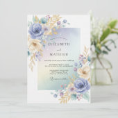 Maagdenpalm Gouden Loof Eucalyptus Bruiloft Kaart (Staand voorkant)