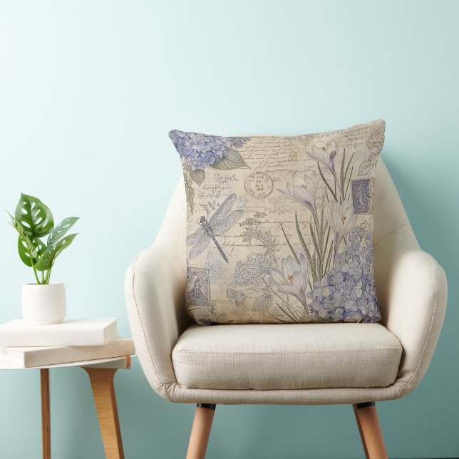 Maagdenpalm Hydrangea en Shabby Chic Libel Kussen (Stoel)