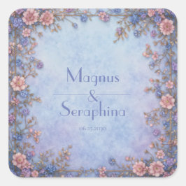 Maagdenpalm Lavendel Gespikkeld Gouden Lijst Rand Vierkante Sticker