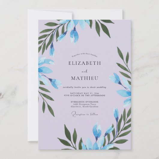 Maagdenpalm Loof Grijs Eucalyptus Bruiloft Kaart (Voorkant)