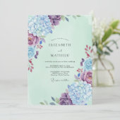 Maagdenpalm Mint Hydrangea Eucalyptus Bruiloft Kaart (Staand voorkant)