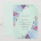 Maagdenpalm Mint Hydrangea Eucalyptus Bruiloft Kaart (Voorkant / Achterkant)
