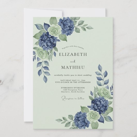 Maagdenpalm Mint Hydrangea Gedempte Eucalyptus Bru Kaart (Voorkant)