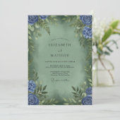 Maagdenpalm Olijf Ranunculus Eucalyptus Bruiloft Kaart (Staand voorkant)