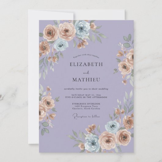 Maagdenpalm Perzik Ranunculus Gedempte Eucalyptus Kaart (Voorkant)