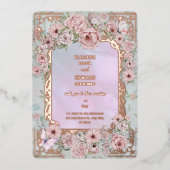  maagdenpalm pioen bruiloft folie uitnodiging (Voorkant)