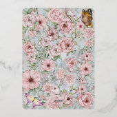  maagdenpalm pioen bruiloft folie uitnodiging (Achterkant)