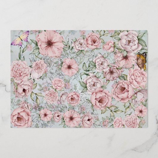 maagdenpalm pioen Folie Save The Date Kaart (Achterkant)