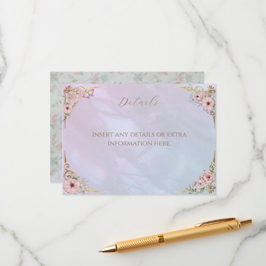  maagdenpalm pioen Vrijgezellenfeest Tea Party Informatiekaartje (Voorkant / Achterkant in situ)