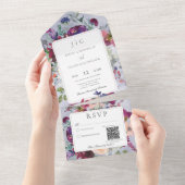 Maagdenpalm Rood & Blos Roestige Bloemen QR Code All In One Uitnodiging (Afscheurbaar)