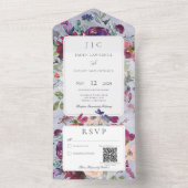 Maagdenpalm Rood & Blos Roestige Bloemen QR Code All In One Uitnodiging (Binnen)