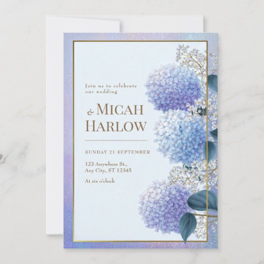 Maagdenpalm Stardust Hydrangea Gouden Lijst Bruilo Kaart (Voorkant)