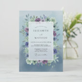 Maagdenpalm Stof Lilac Krans Bruiloft Kaart (Staand voorkant)