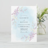 Maagdenpalm Stof Lilac Wingerd Bruiloft Kaart (Staand voorkant)