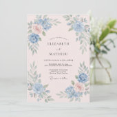Maagdenpalm Stof Roze Eucalyptus Bruiloft Kaart (Staand voorkant)