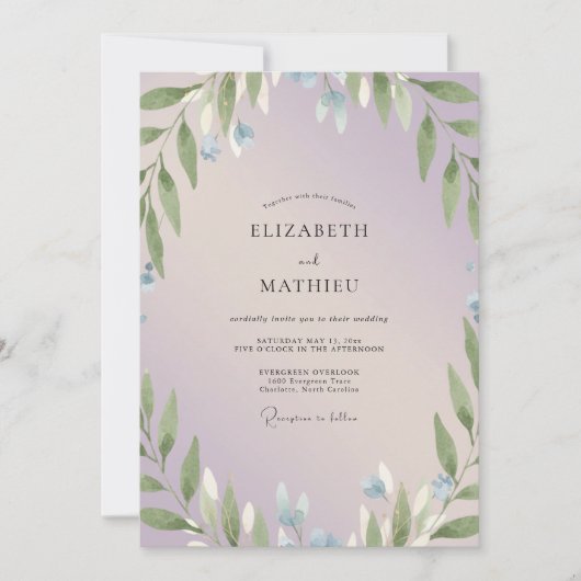 Maagdenpalm Tak Eucalyptus Bruiloft Kaart (Voorkant)