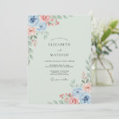 Maagdenpalm Zalm Ranunculus Eucalyptus Bruiloft Kaart (Staand voorkant)