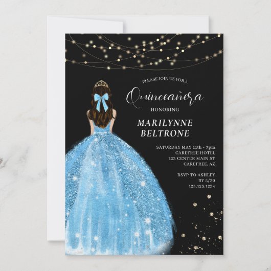 Maagdenpalmblauw Prinses Quinceañera Kaart (Voorkant)
