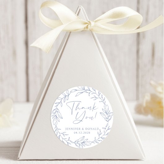 maagdenpalmbloem eenvoudig dank u bruiloft ronde sticker