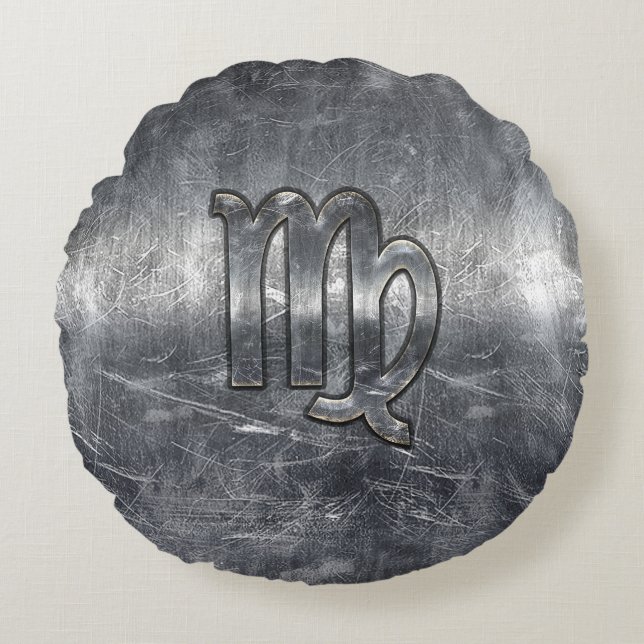 Maagdijk Teken Grunge Distress Style Rond Kussen (Voorkant)