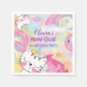 Maaggisch caticorn verjaardagsapkin servet