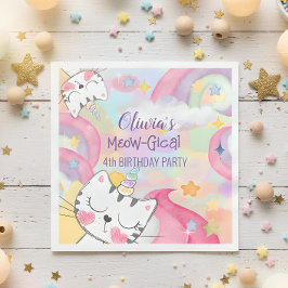 Maaggisch caticorn verjaardagsapkin servet