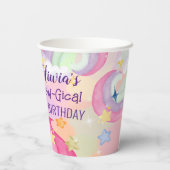 Maaggisch caticorn verjaardagsbekertje papieren bekers (Achterkant)