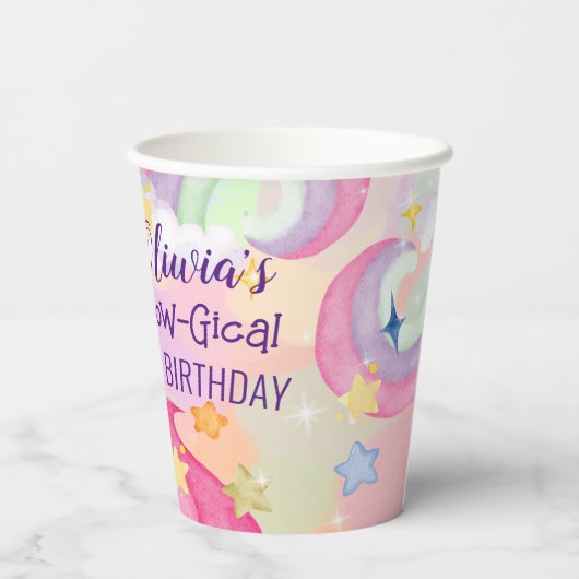 Maaggisch caticorn verjaardagsbekertje papieren bekers (Achterkant)
