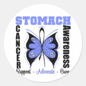 Maagkanker bewustzijn vlinder ronde sticker (Voorkant)