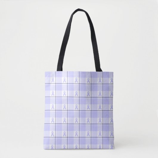 Maagkanker Bewustzijns Plaid Periwinkle Lint Tote Bag (Voorkant)