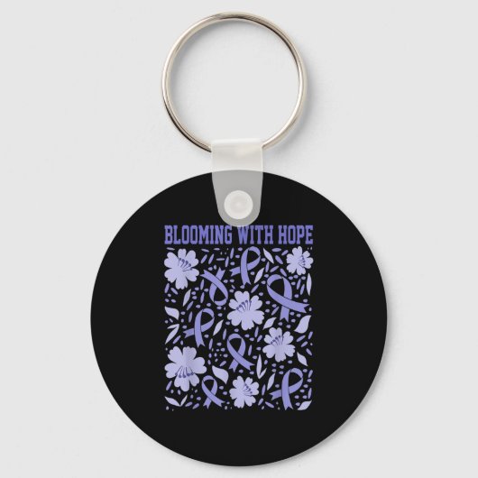 Maagkanker Boho Bloem Bloei Met Hoop Periwin Sleutelhanger (Voorkant)