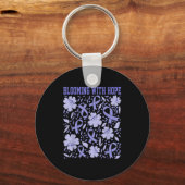Maagkanker Boho Bloem Bloei Met Hoop Periwin Sleutelhanger (Voorkant)
