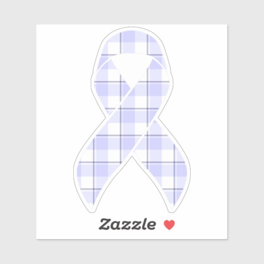 Maagkankerbewustzijn geruite Periwinkle lint Sticker (Vel)