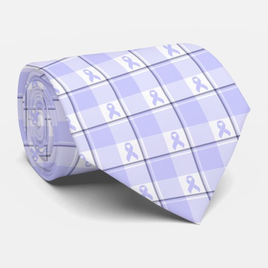 Maagkankerbewustzijn Geruite Periwinkle Lint Stropdas (Opgerold)