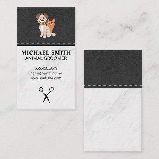 Maagstone-pet-groeidog pictogram | Leder Visitekaartje (Voorkant / Achterkant)