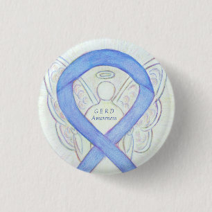 Maagzuurterugvloeiing-bewustzijn Lichtblauw lint E Ronde Button 3,2 Cm