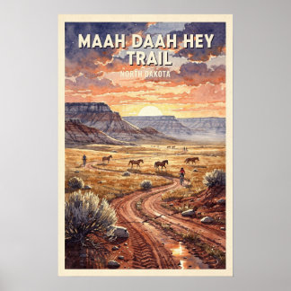 Maah Daah Hey Trail North Dakota Reis Vintage Poster