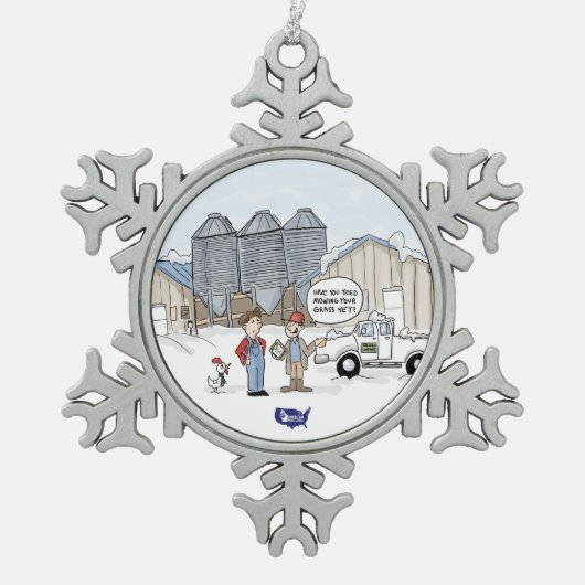 maai je gras tin sneeuwvlok ornament (Voorkant)