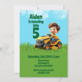 Maaien in gazon maaier verjaardagsfeestje kaart (Voorkant)