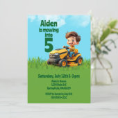 Maaien in gazon maaier verjaardagsfeestje kaart (Staand voorkant)