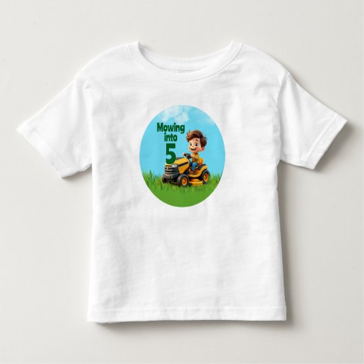 Maaien in grasmaaier verjaardag kinder shirts (Voorkant)