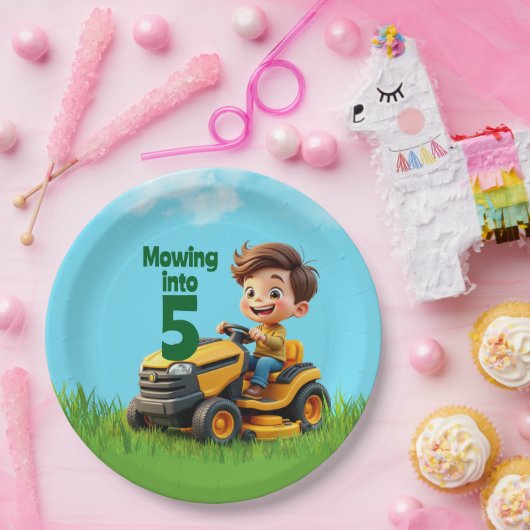 Maaien in Lawn Mower Verjaardagsfeest Papieren Bordje (Feest)
